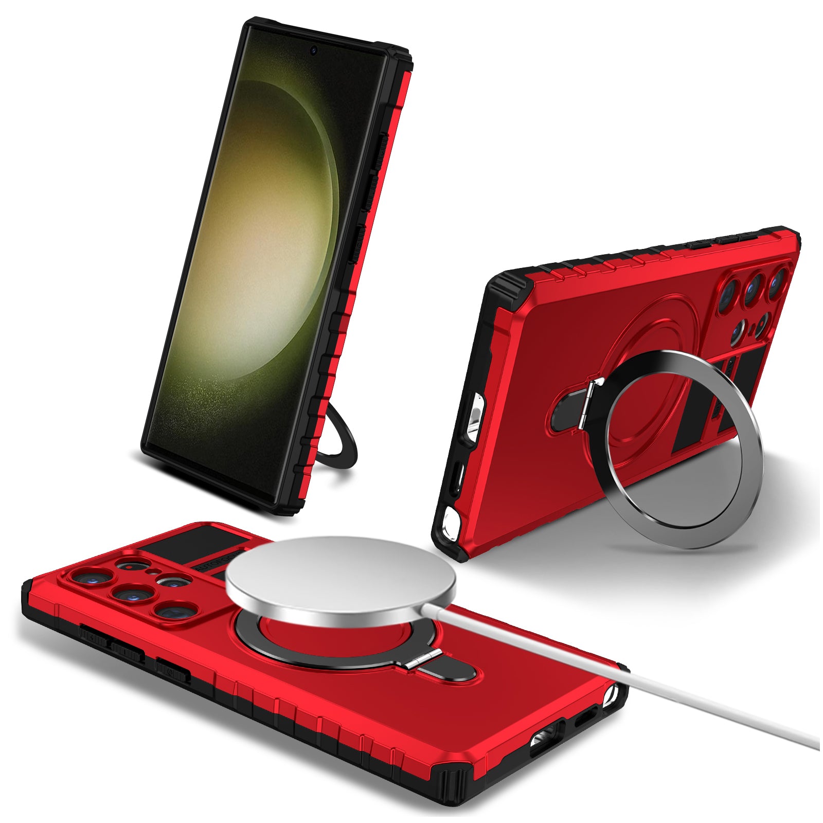 For Samsung Galaxy S24 Ultra Magnetic Kickstand Cover PC+TPU Phone Case Compatible with MagSafe For Samsung Galaxy S24 Ultra Magnetic Kickstand Cover PC+TPU Phone Case Compatible with MagSafe